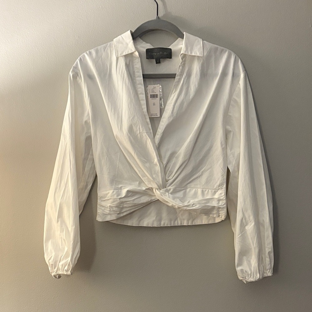 Anthropologie Cream Wrap Blouse